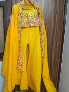 Vibrant Yellow Embroidered Indo Western