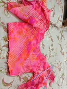 Vibrant Pink & Orange Tie-Dye Blouse