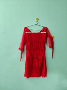 Retro Red Fringe Party Dress