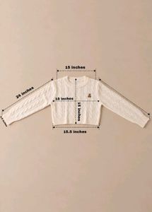 IVORY CABLE-KNIT TEDDY EMBROIDERY SWEATER