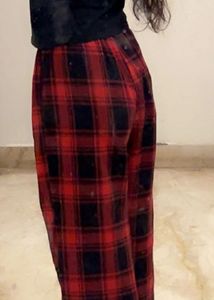 SAVANA Cozy Red Plaid Pajama Pants