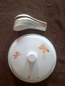 Vintage Floral Serving lid with Spoons