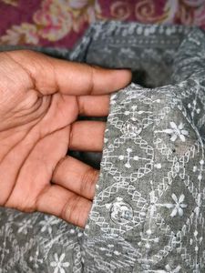 Women's Grey Embroidered Kurta