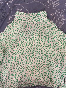 Green Animal Print Blouse