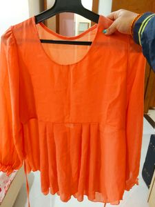 Fancy Peach Color Top For Women Flare Top