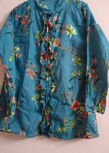 Beautiful Teal Floral shirt for women