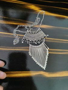 Boho Oxidized Silver Pendant Necklace