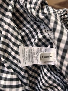 Imported Gingham Bell Sleeve Crop Top