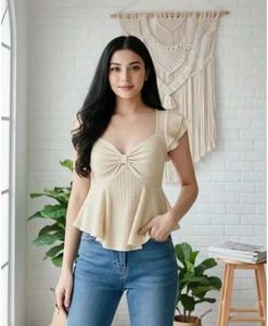 Chic Bow Detail Peplum Top