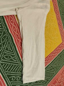 White Embroidered Kurta with Tassels