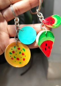 Handmade Funky Food Keychain ( SET OF 2 KECHAINS)