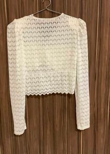 Sheer Lace V-Neck Cropped Top