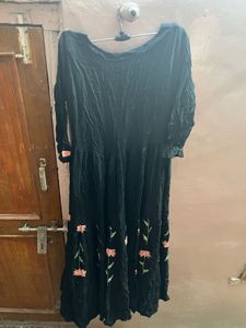 Black Floral Print Kurta