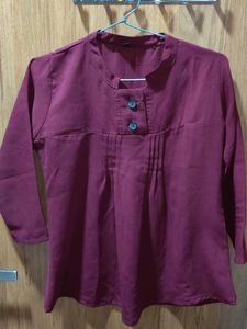 Maroon Button-Up Kurta