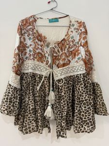 Boho Floral & Leopard Print Tunic