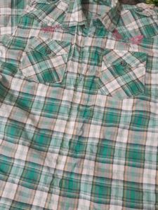 Green Plaid Button-Up Shirt