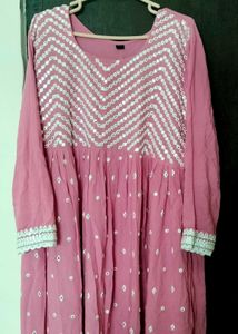 Pink Kurta set with Mirror Work