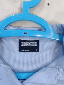 Bonkers Powder Blue Ribbed Crop Polo