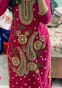 Rani Pink Suit With Dupatta And Legging