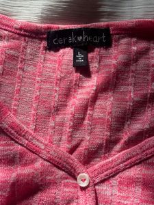 Pink Textured Button-Up Top