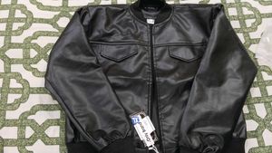 Black Faux Leather Bomber Jacket