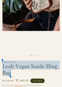 DHAAGA LIFELeafy Vegan Suede Sling Bag