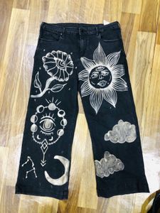 Hand-Painted Celestial Jeans