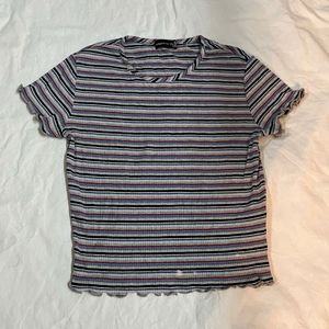 Striped Lettuce Trim T-Shirt