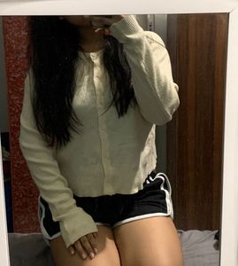 Cream Ribbed Button-Up Cardigan