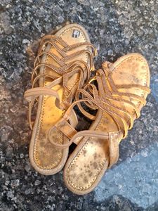 Sparkling Gold Rhinestone Strappy Sandals