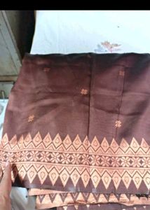 Elegant Brown Saree with Golden Border