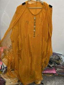 Yellow Embroidered Kurta Set with Dupatta