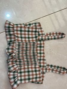 Plaid Ruffle Cami Top