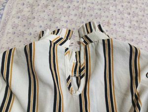 Chic Striped High Neck Top