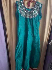 Embellished Teal Kurta with dupatta