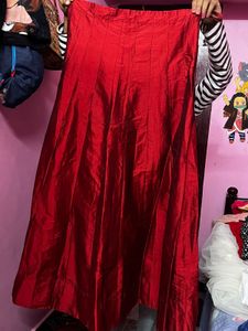 Vibrant Red Ethnic Skirt