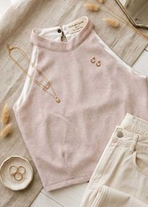 Sparkly Pink Halter Top