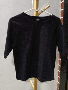 Black Textured Top/ Tshirt