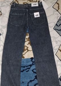 H&amp;M Striped Wide Leg Jeans