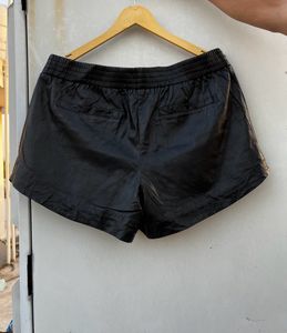 Mid Waist Leather Shorts