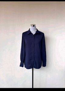 Classic Navy Blue Collared Shirt