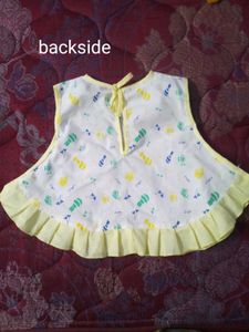 Cute Baby Girl's White Bib with Yellow Trim