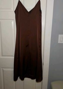 XXL size, Elegant Brown Slip Dress