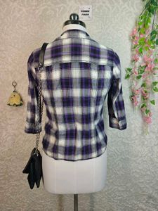 Purple Plaid Button-Up Shirt