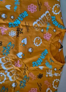 Funky Graphic Print Orange T-Shirt