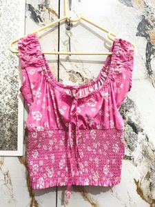Pink Floral Crop Top