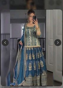 Elegant Blue Lehenga Choli Set unstiched skirt