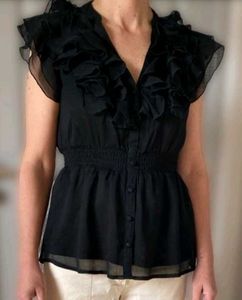 Y2k Vintage Gothic Black Ruffled Sleeve Top