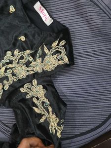 Elegant Black top and Green skirt