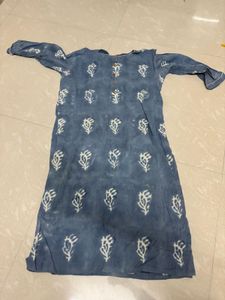 Hand-Block Printed Indigo Blue Cotton Kurta